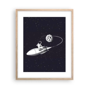 Poster in einem Rahmen aus heller Eiche - Weltraumsurfer - 40x50 cm