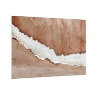 Glasbild - Bild auf glas - Künstlerische Struktur in Erdtönen und Weiß - 70x50cm - In Farben der Erde - Moderne Wanddekoration für Wohnzimmer und Schlafzimmer ARTTOR