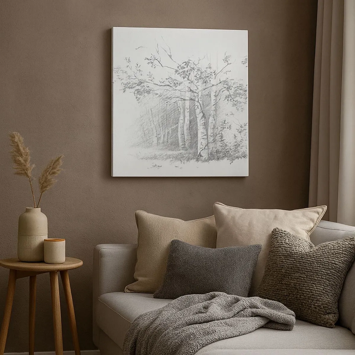 Bild auf Leinwand - Leinwandbild - Das Licht des Birkenwaldes - 30x30 cm