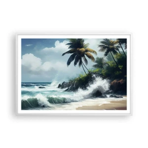 Poster in einem weißen Rahmen - Am tropischen Ufer - 100x70 cm