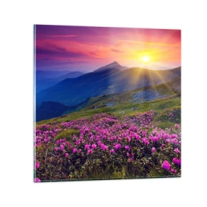 Glasbild - Bild auf glas - … Und drumherum duftet es nach Latschenkiefer und dem Duft von Kräutern - 70x70 cm