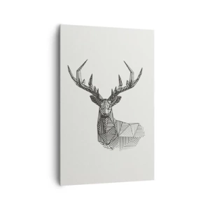 Bild auf Leinwand - Leinwandbild - Geometrisches Bild eines Hirsches im minimalistischen Schwarz-Weiß-Stil - 80x120cm - Ein Hirsch im kubistischen Stil - Moderne Wanddekoration für Wohnzimmer und Schlafzimmer ARTTOR