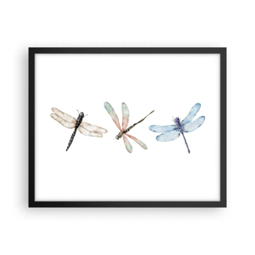 Poster in einem schwarzem Rahmen - Schwerelose Libellen - 50x40 cm