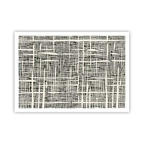 Poster - Ein geometrisches Muster, das einem Gitter auf hellem Hintergrund ähnelt - 100x70cm - Gewebte Komposition - Moderne Wanddekoration für Wohnzimmer und Schlafzimmer ARTTOR