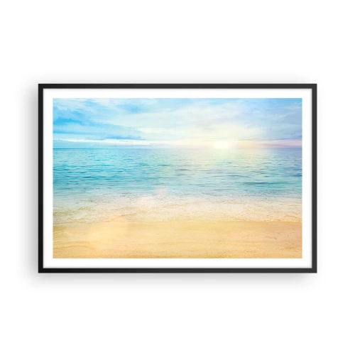 Poster in einem schwarzem Rahmen - Großes Blau - 91x61 cm