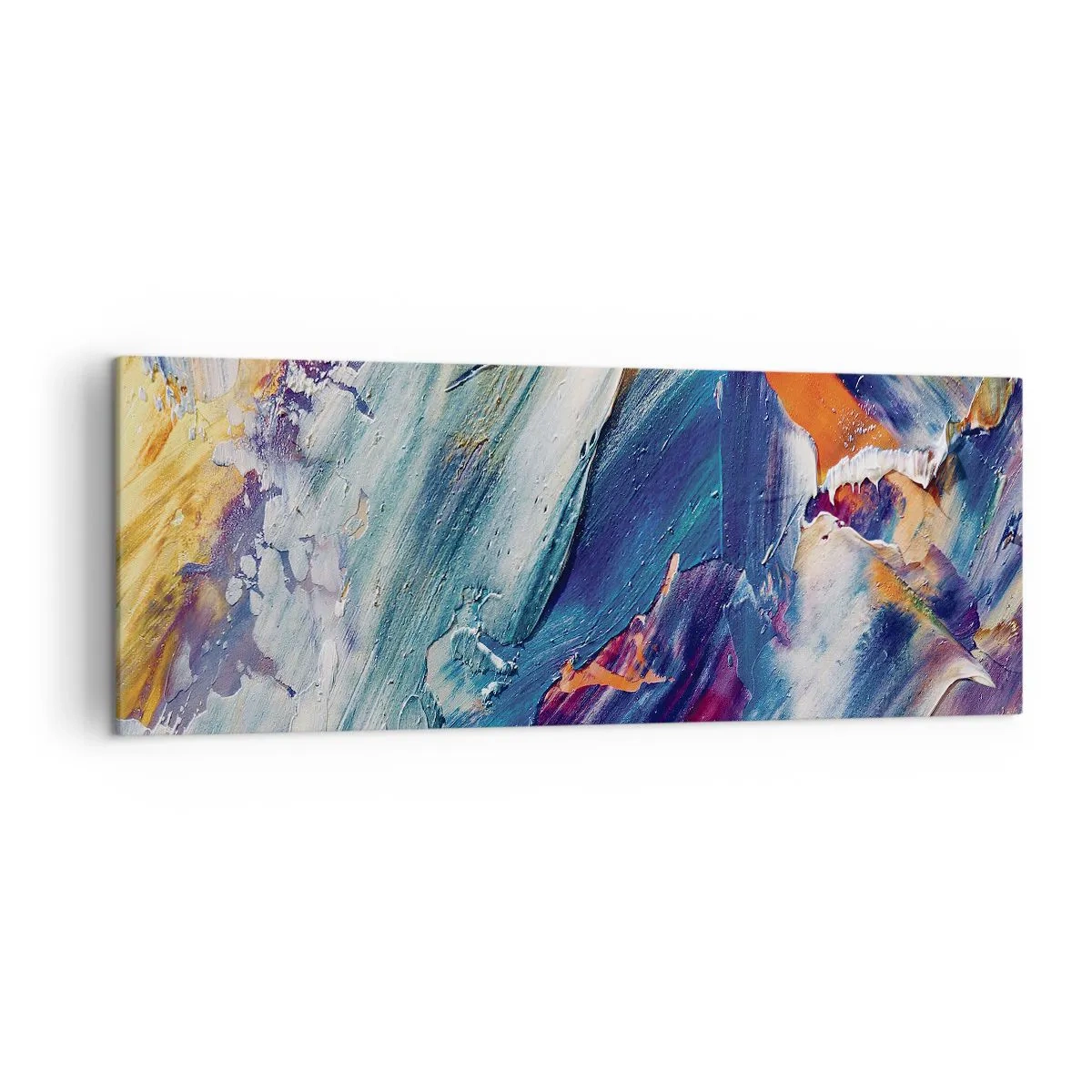 Bild auf Leinwand - Leinwandbild - Bunte Abstraktion mit Acrylfarbe Textur - 140x50cm - Farbverwirrung - Moderne Wanddekoration für Wohnzimmer und Schlafzimmer ARTTOR