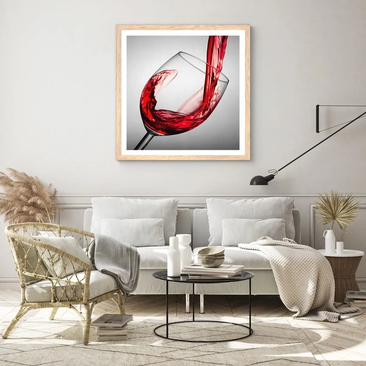 Poster in einem Rahmen aus heller Eiche - Farbe – Bewegung – Klang - 30x30 cm