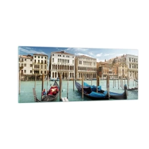 Glasbild - Bild auf glas - Paläste in Blau - 100x40 cm