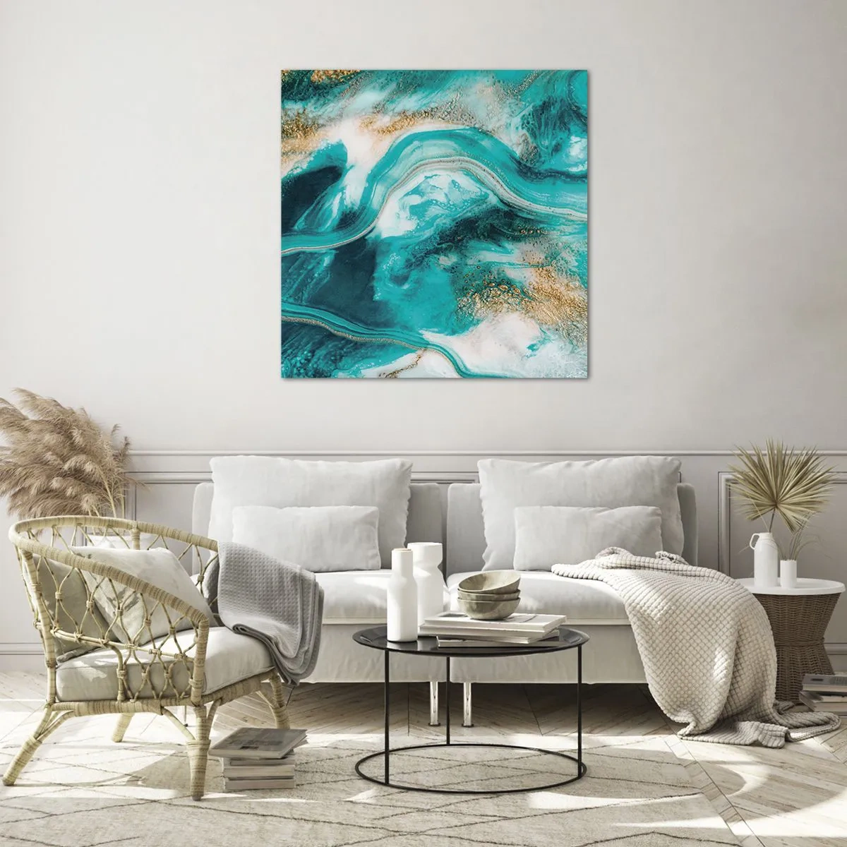 Glasbild - Bild auf glas - Der Fluss aus Gold - 60x60 cm