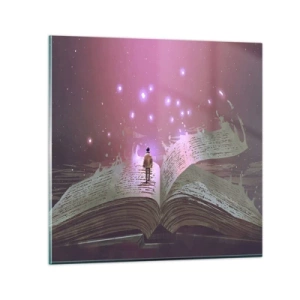 Glasbild - Bild auf glas - Einladung in eine andere Welt - lesen Sie! - 40x40 cm