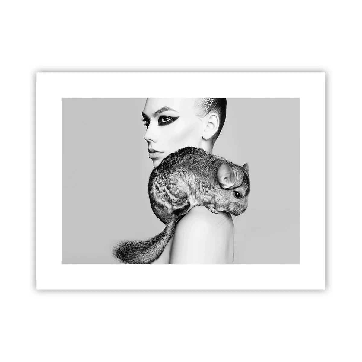 Poster - Dame mit einem Chinchilla - 40x30 cm