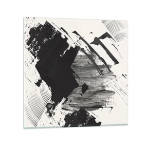 Glasbild - Bild auf glas - Abstraktion – Ausdruck von Schwarz - 40x40 cm