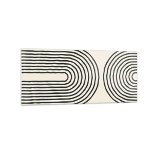 Glasbild - Bild auf glas - Abstraktes geometrisches Muster mit symmetrischen Linien auf hellem Hintergrund - 120x50cm - In einem Moment ... - Moderne Wanddekoration für Wohnzimmer und Schlafzimmer ARTTOR