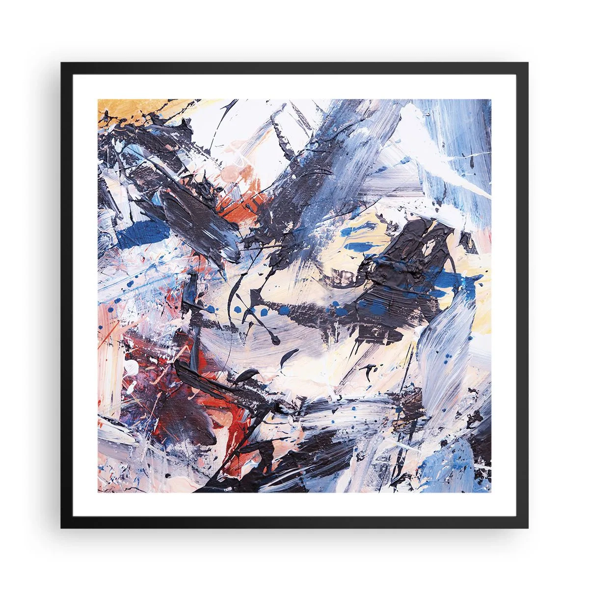 Poster in einem schwarzem Rahmen - Verrückter Tanz der Abstraktion - 60x60 cm