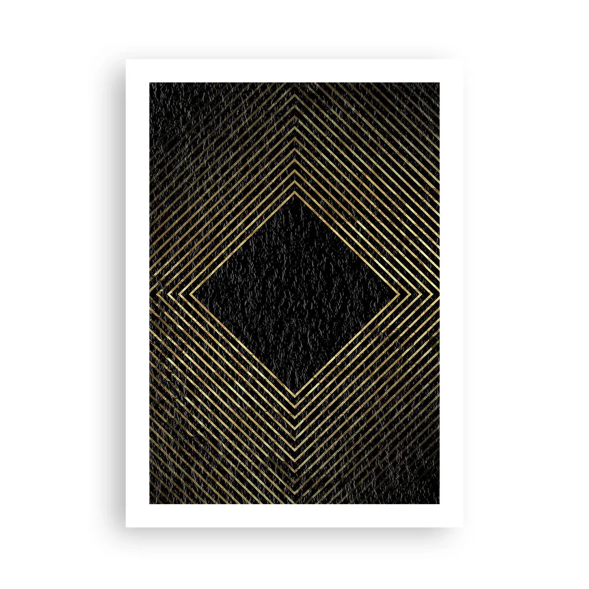 Poster - Goldene geometrische Linien auf schwarzem Hintergrund - 50x70cm - Geometrie im glamourösen Stil - Moderne Wanddekoration für Wohnzimmer und Schlafzimmer ARTTOR