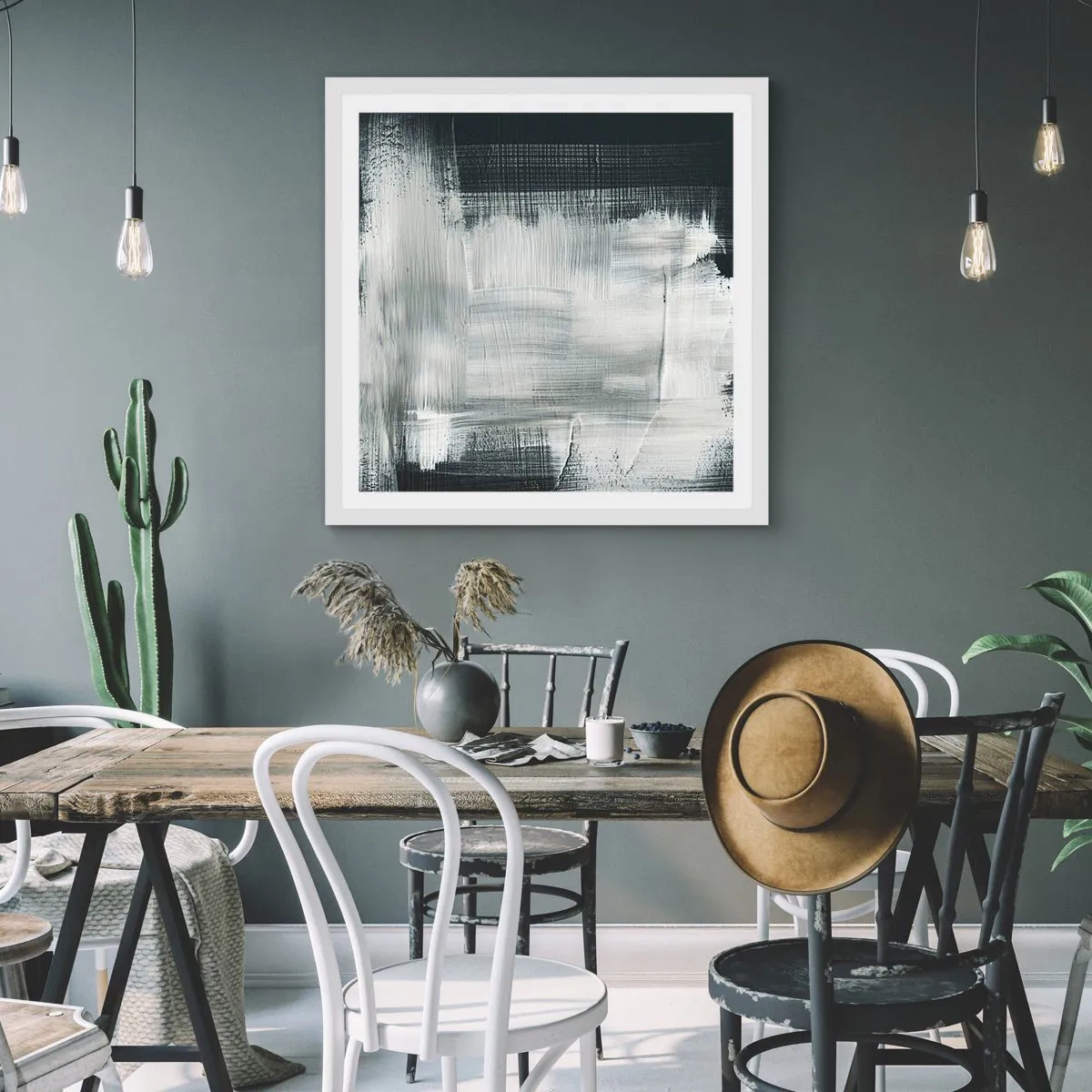 Poster in einem weißen Rahmen - Vertikal und horizontal gewebt - 50x50 cm