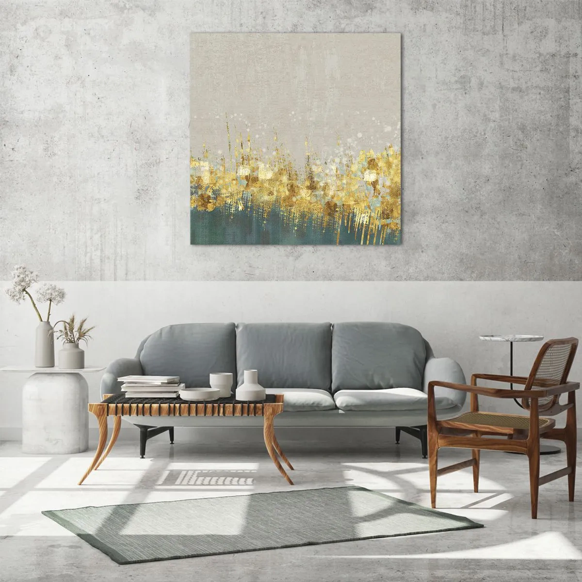 Glasbild - Bild auf glas - Goldener Rand - 60x60 cm