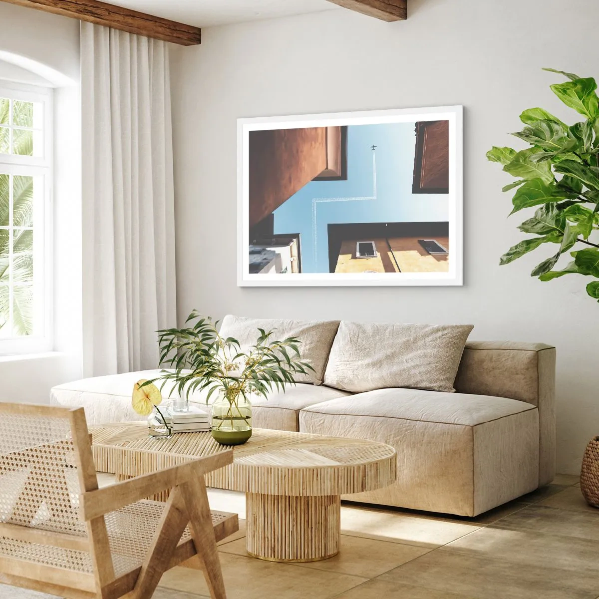 Poster in einem weißen Rahmen - Über dem Stadtlabyrinth - 91x61 cm