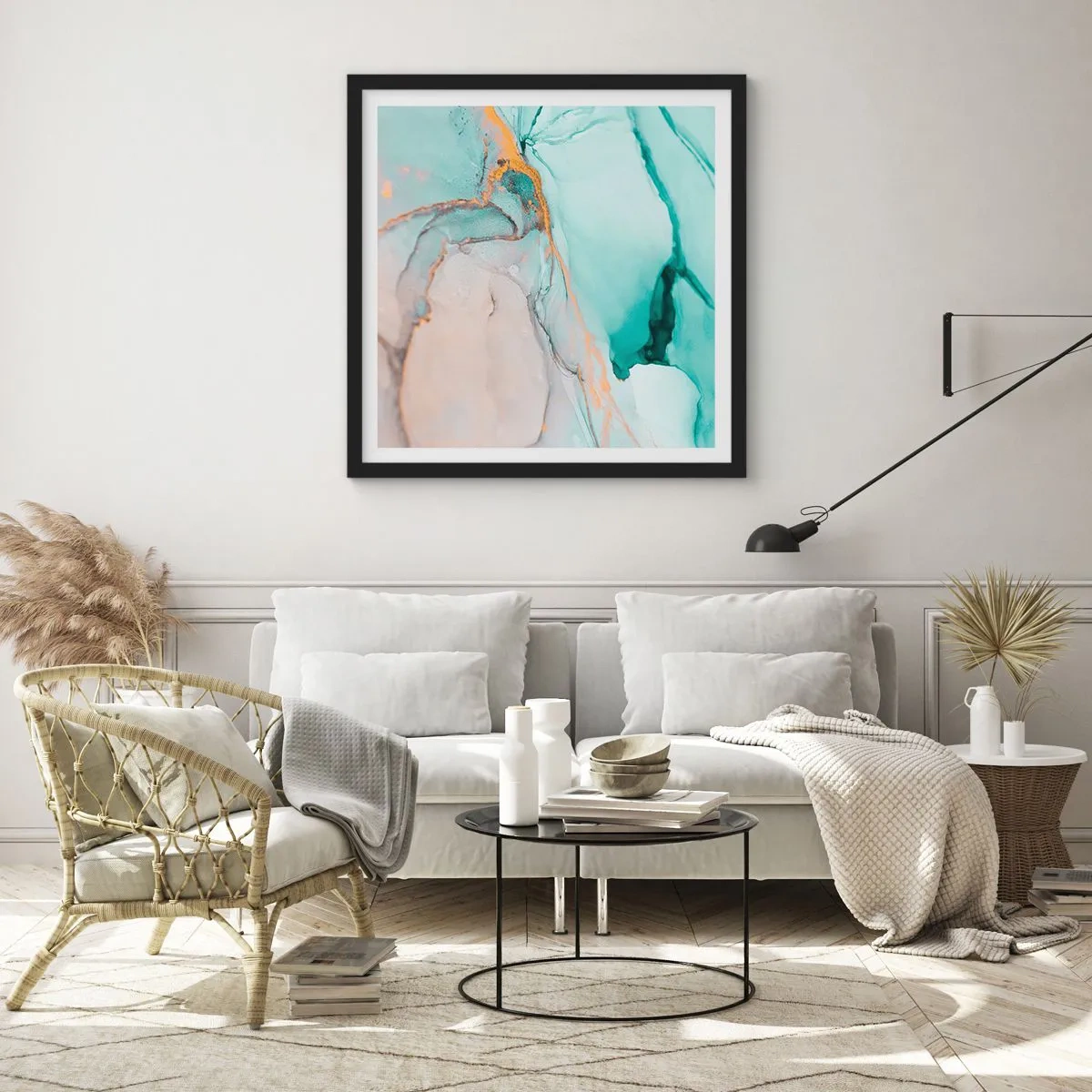 Poster in einem schwarzem Rahmen - Ein Tanz der Formen und Farben - 60x60 cm