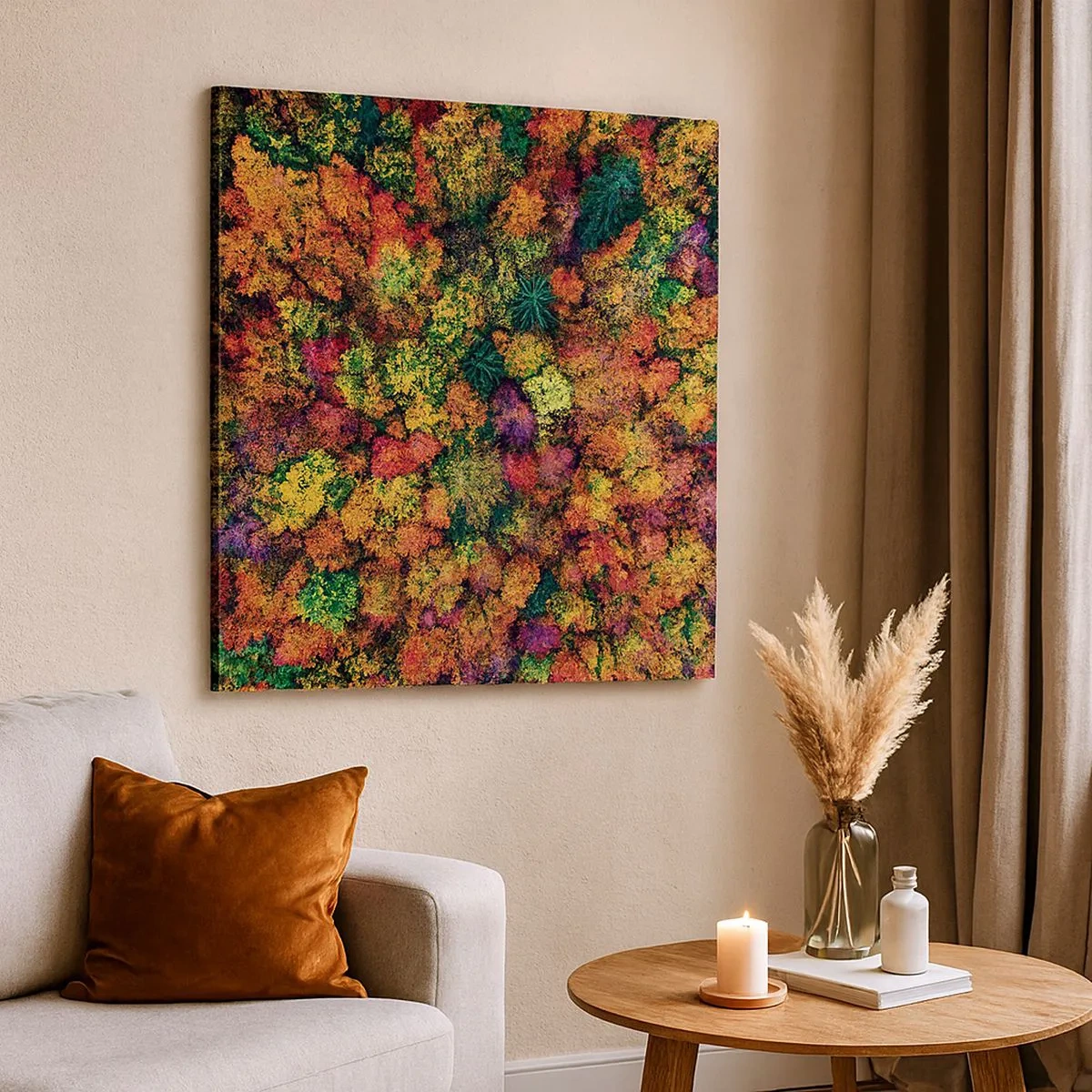 Bild auf Leinwand - Leinwandbild - Blumenstrauß aus Herbstbäumen - 30x30 cm