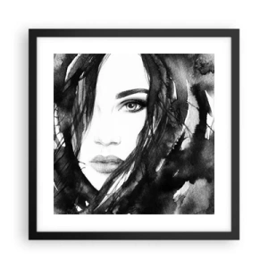 Poster in einem schwarzem Rahmen - Porträt einer Dame in Schwarzweiß - 40x40 cm