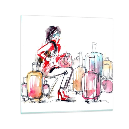 Glasbild - Bild auf glas - Setzen wir uns vor der Reise hin - 60x60 cm