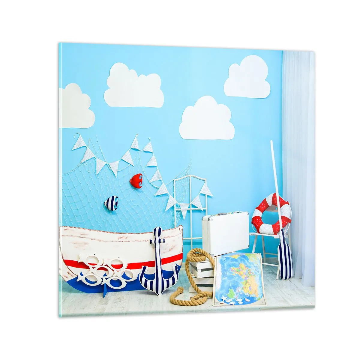 Glasbild - Bild auf glas - Die Sehnsucht eines Kindes nach Abenteuer - 50x50 cm