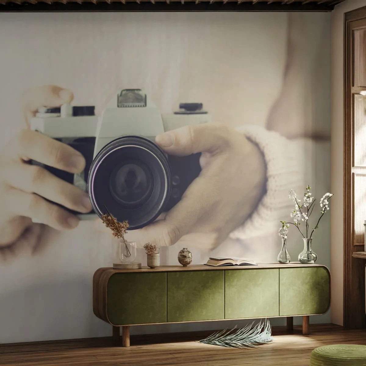 Fototapete Standard Eco - Um mehr zu sehen ... - Kamera, Jahrgang, Fotografie - 400x280 cm