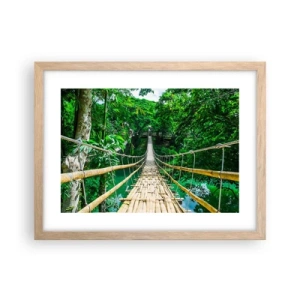 Poster in einem Rahmen aus heller Eiche - Monkey Bridge über das Grün - 40x30 cm