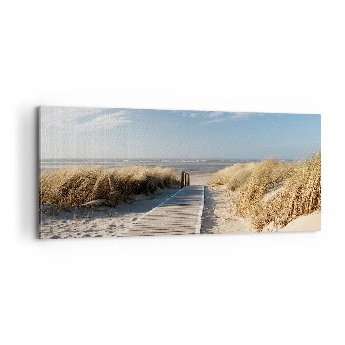 Bild auf Leinwand - Leinwandbild - Hinter der Düne, im Rauschen des Grases - 100x40 cm
