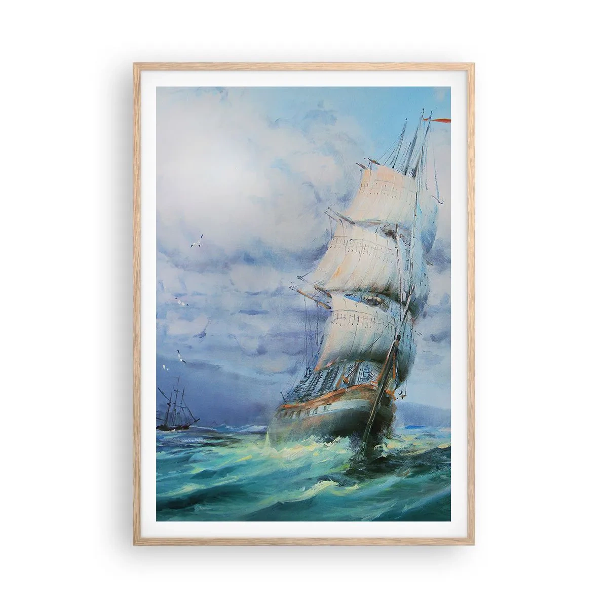 Poster in einem Rahmen aus heller Eiche - Guter Wind - 70x100 cm