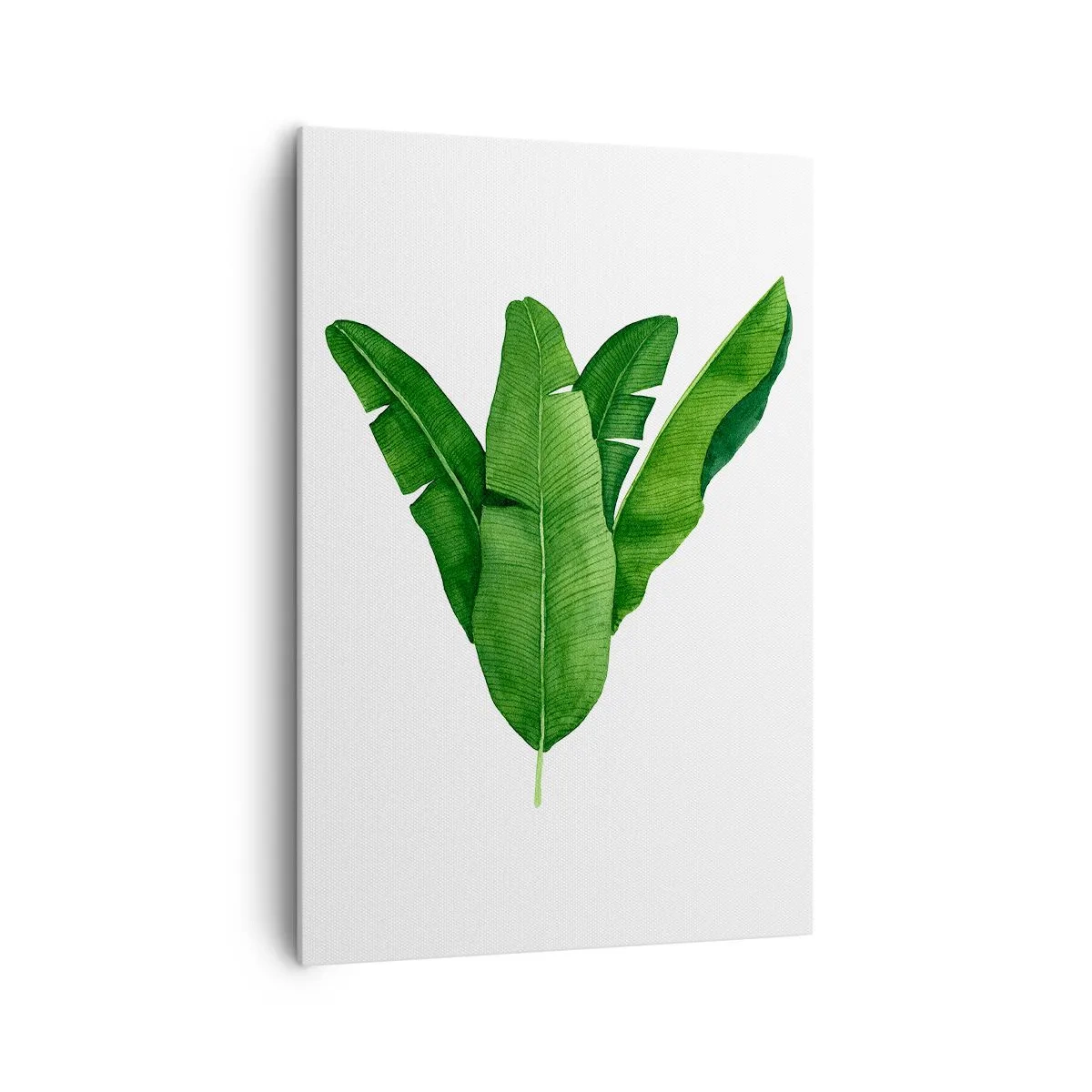 Bild auf Leinwand - Leinwandbild - Drei Bananenblätter in künstlerischer Umsetzung - 70x100cm - Grüne Symmetrie - Moderne Wanddekoration für Wohnzimmer und Schlafzimmer ARTTOR