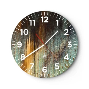 Wanduhr - Glasuhr - Eine nicht zufällige farbenfrohe Komposition - 40x40 cm
