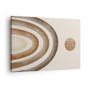 Bild auf Leinwand - Leinwandbild - Geometrisches Planetenmotiv in Brauntönen - 70x50cm - In einer weit entfernten Galaxie - Moderne Wanddekoration für Wohnzimmer und Schlafzimmer ARTTOR