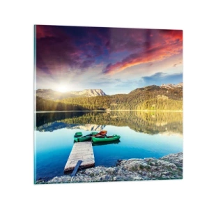 Glasbild - Bild auf glas - Glatt wie ein Spiegel über dem Wasser - 70x70 cm