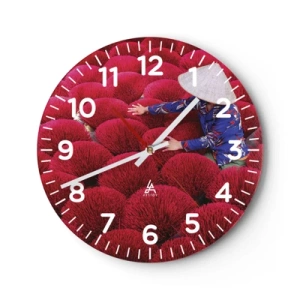 Wanduhr - Glasuhr - Im Reisfeld - 30x30 cm