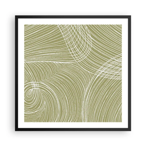 Poster in einem schwarzem Rahmen - Komplizierte Abstraktion in Weiß - 60x60 cm