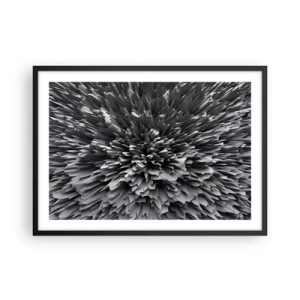 Poster in einem schwarzem Rahmen - Abstrakte Struktur in Grautönen - 70x50cm - Härter kann es nicht werden - Moderne Wanddekoration für Wohnzimmer und Schlafzimmer ARTTOR