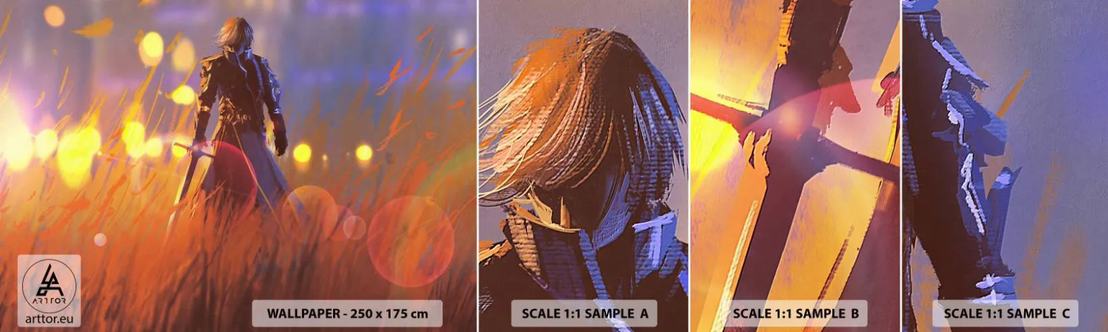 Fototapeten Muster Selbstklebend Deluxe Sticker - Fahrender Ritter - Abstraktion, Fantasie, Krieger - 100x30 cm