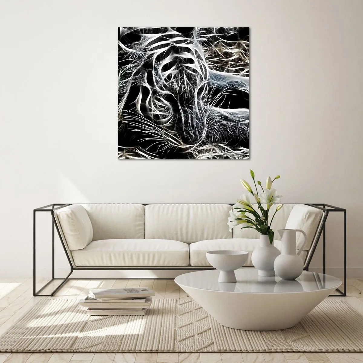 Glasbild - Bild auf glas - Eine Studie über die Leichtigkeit der Katze - 40x40 cm