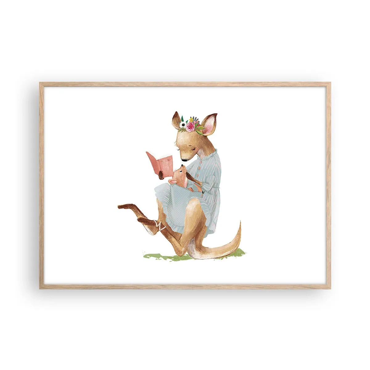 Poster in einem Rahmen aus heller Eiche - Lies mir vor Mama - 100x70 cm