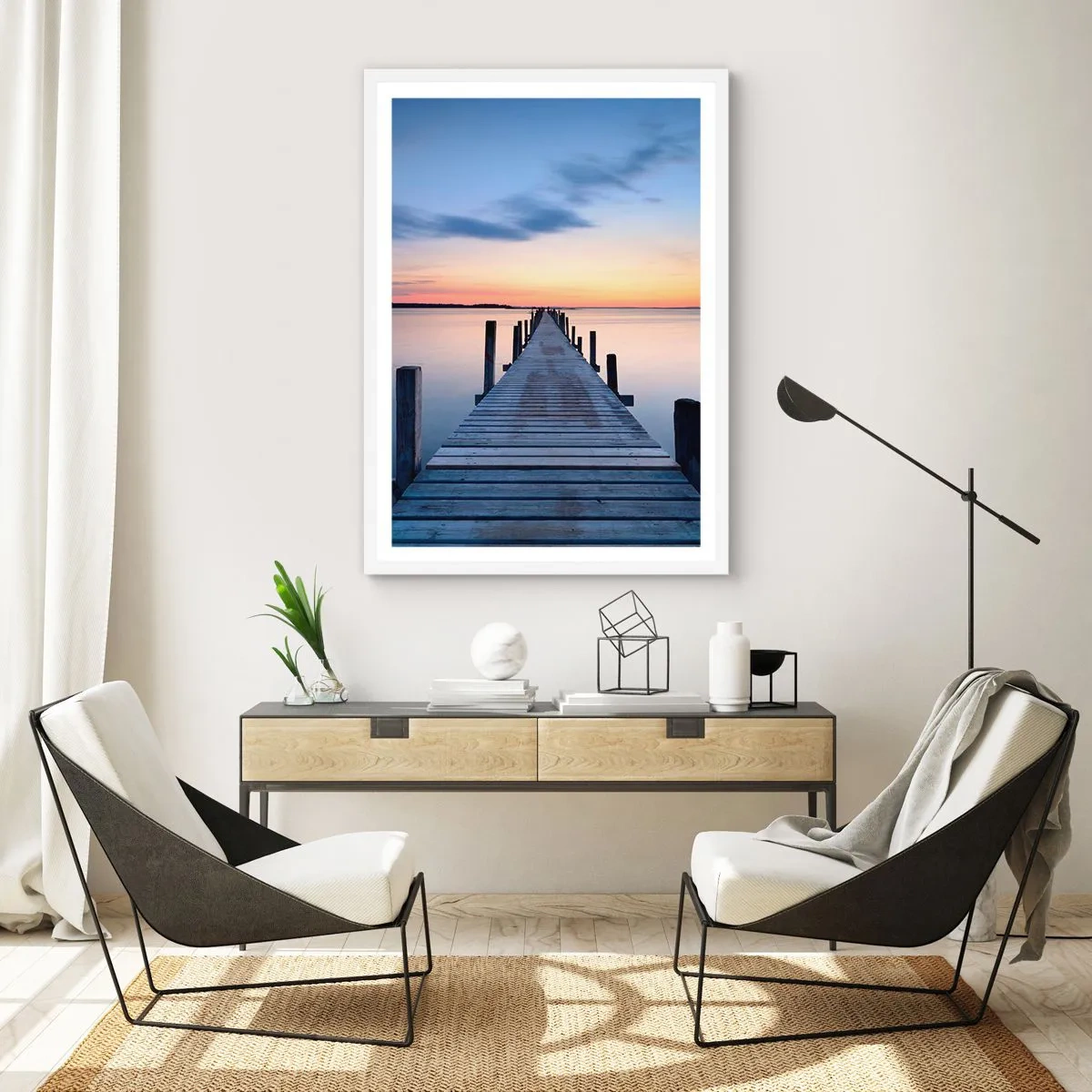 Poster in einem weißen Rahmen - Die Ruhe einer heiteren Dämmerung - 50x70 cm