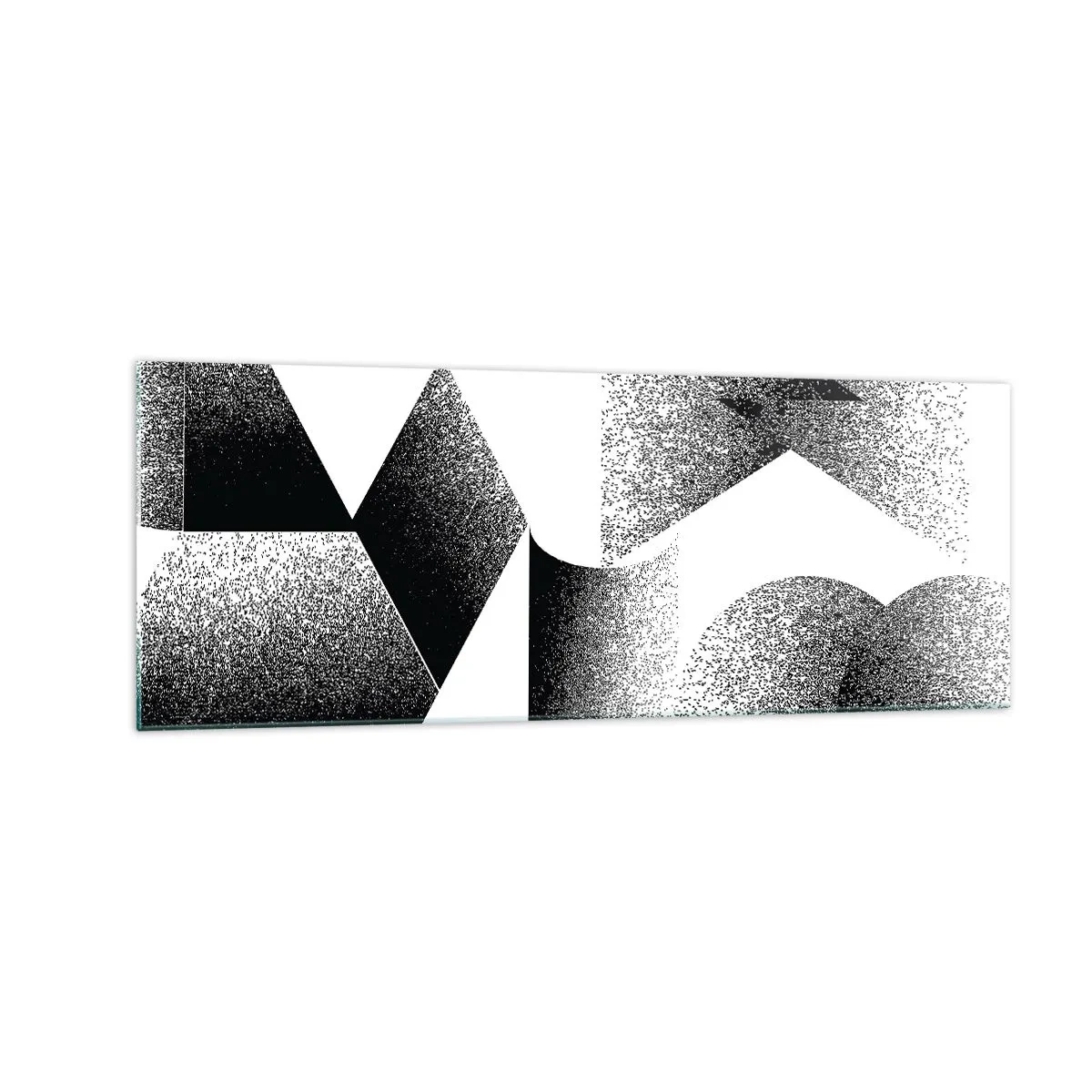 Glasbild - Bild auf glas - Geometrie bestehend aus Winkeln und ovalen Formen - 140x50cm - Winkel und Ovale - Moderne Wanddekoration für Wohnzimmer und Schlafzimmer ARTTOR