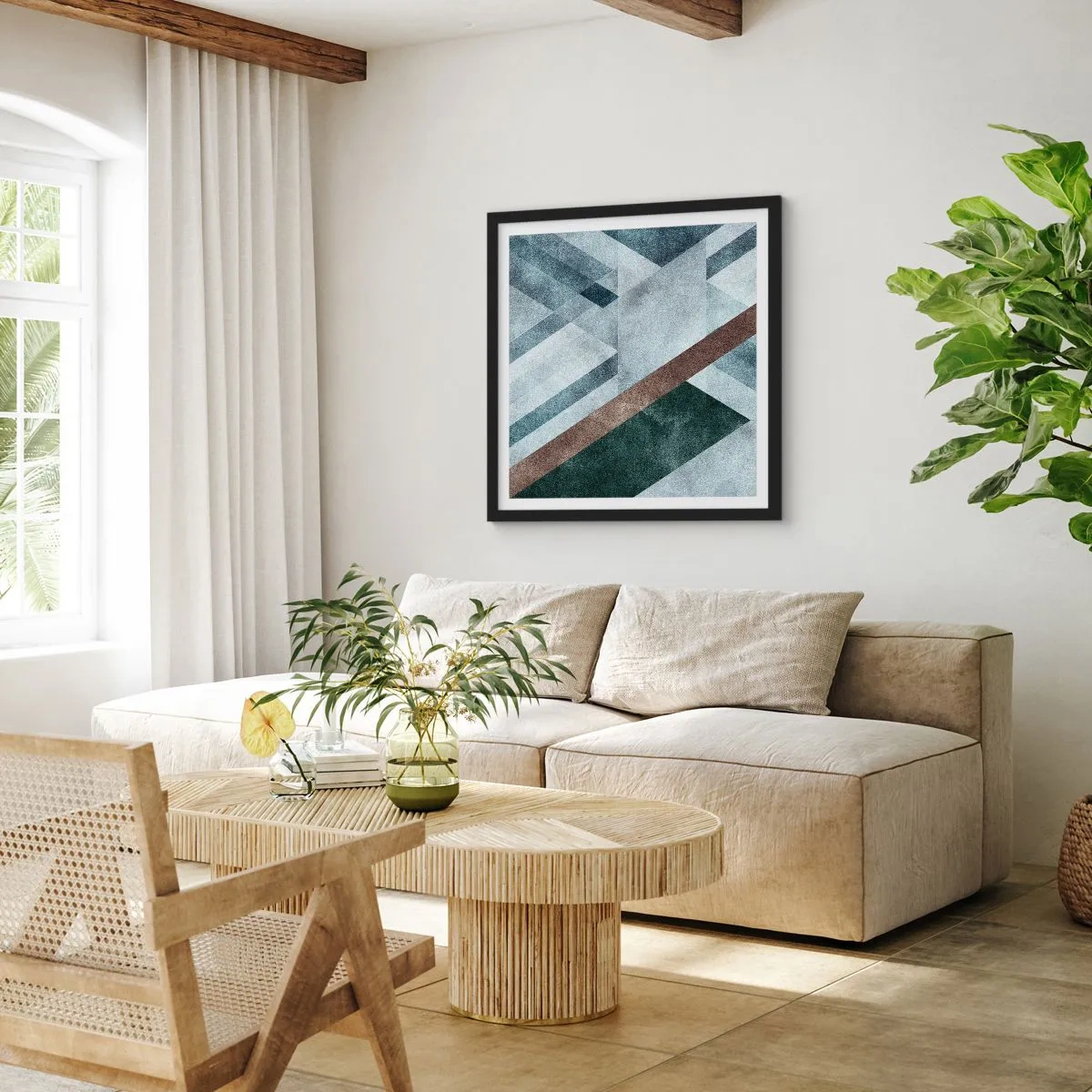 Poster in einem schwarzem Rahmen - Anspruchsvolle Eleganz der Geometrie - 50x50 cm