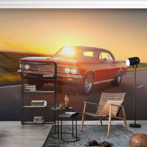 Maßgeschneiderte Fototapete Premium Canvas - Begehren ist rot - Auto, Reise, Jahrgang