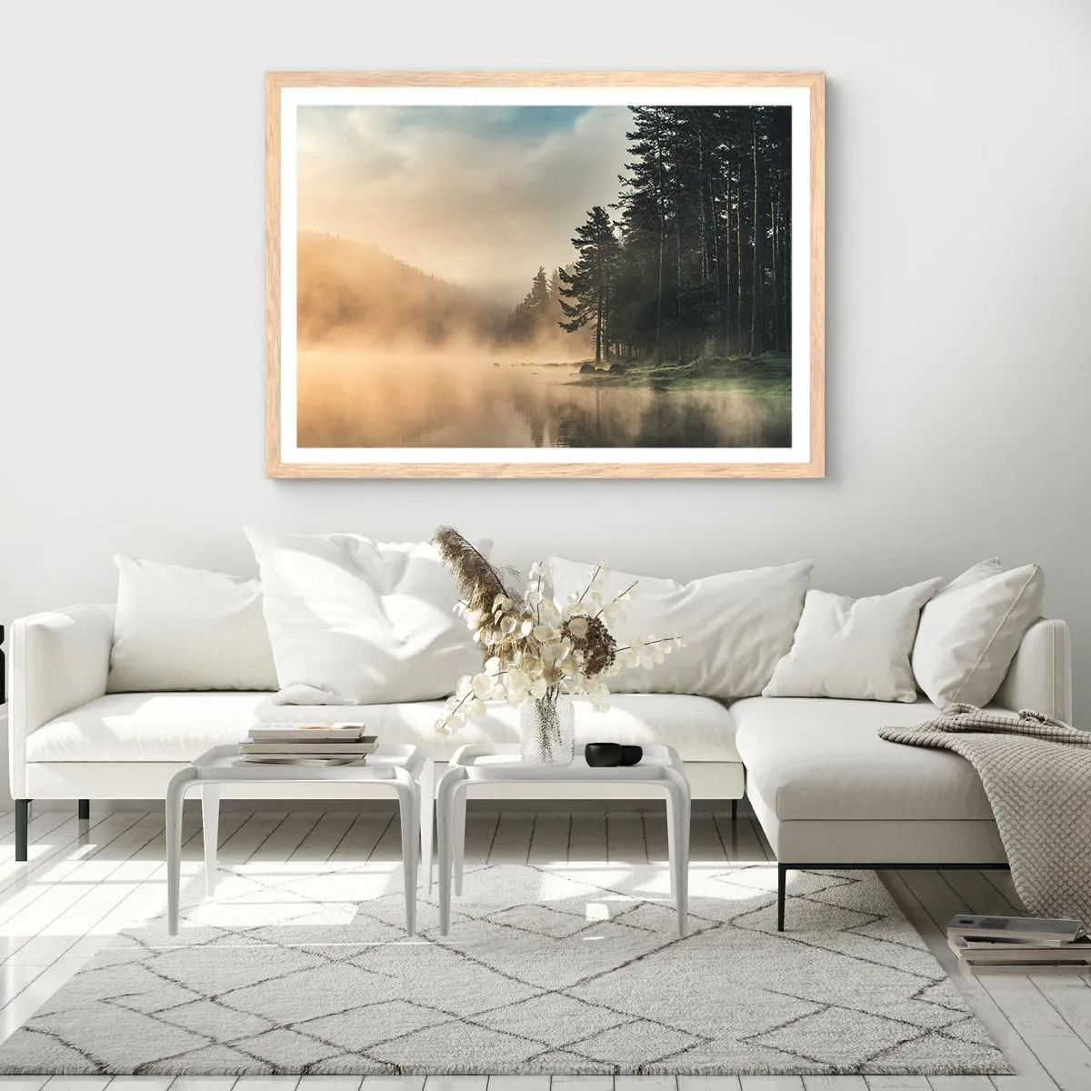 Poster in einem Rahmen aus heller Eiche - Die Geburt des Tages - 70x50 cm