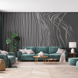 Fototapete Premium Sand - Rhythmus und Akzent - Abstraktion, Stück, Schwarz und weiß - 150x105 cm