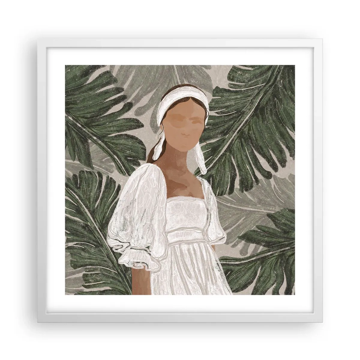 Poster in einem weißen Rahmen - Exotisches Porträt - 50x50 cm