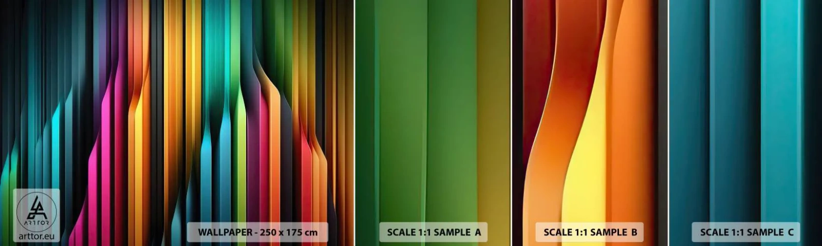 Fototapetenmuster Standard Eco - Lichtorgan - Bunt, Linien, Abstraktion - 100x30 cm