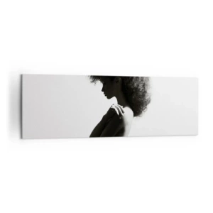 Bild auf Leinwand - Leinwandbild - Eine subtile Silhouette einer Frau in Schwarz-Weiß-Tönen auf hellem Hintergrund - 160x50cm - Wie eine Blume auf einem schlanken Stiel - Moderne Wanddekoration für Wohnzimmer und Schlafzimmer ARTTOR